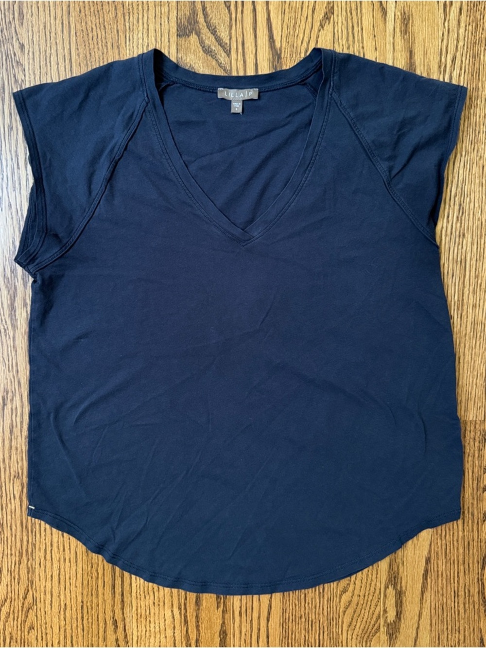 Lilla P Navy V-Neck Short Sleeve Tee